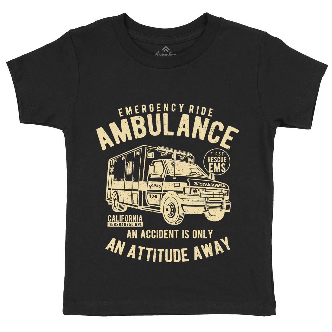 Ambulance Kids Organic Crew Neck T-Shirt Vehicles A003