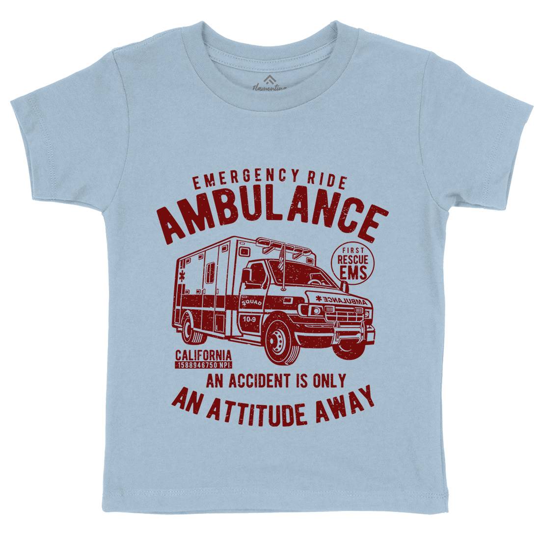 Ambulance Kids Organic Crew Neck T-Shirt Vehicles A003
