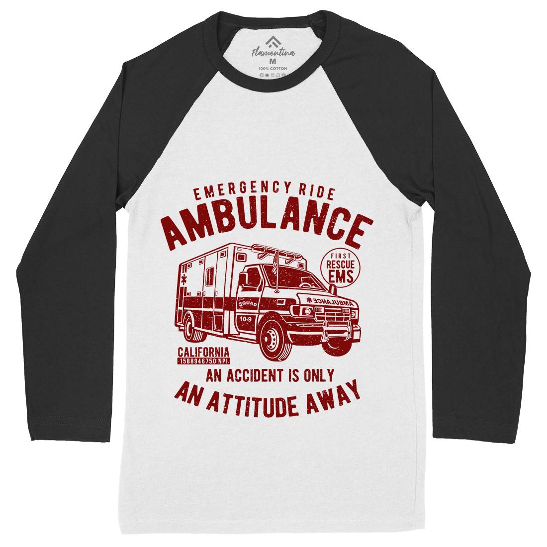 Ambulance Mens Long Sleeve Baseball T-Shirt Vehicles A003
