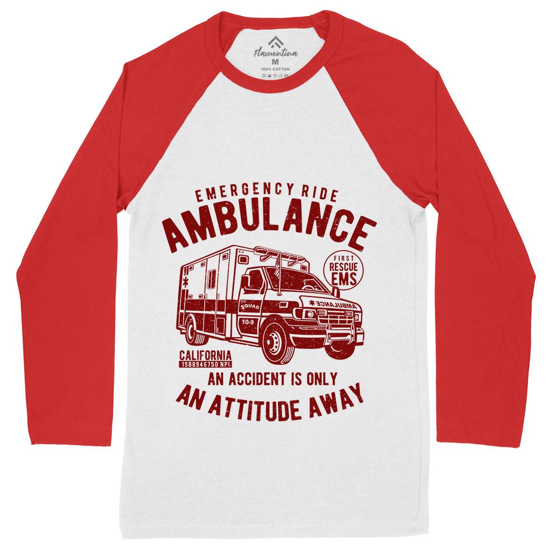 Ambulance Mens Long Sleeve Baseball T-Shirt Vehicles A003