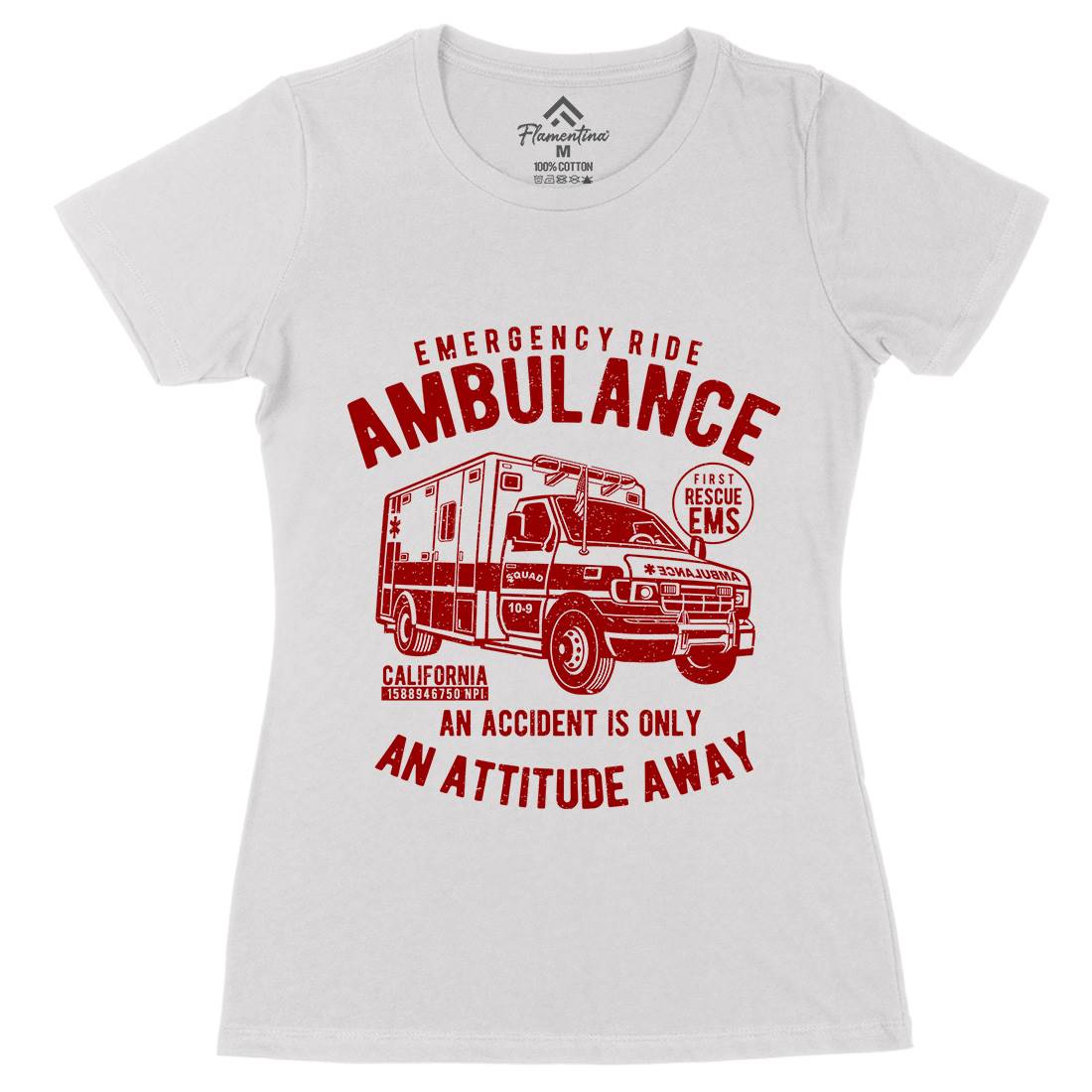 Ambulance Womens Organic Crew Neck T-Shirt Vehicles A003