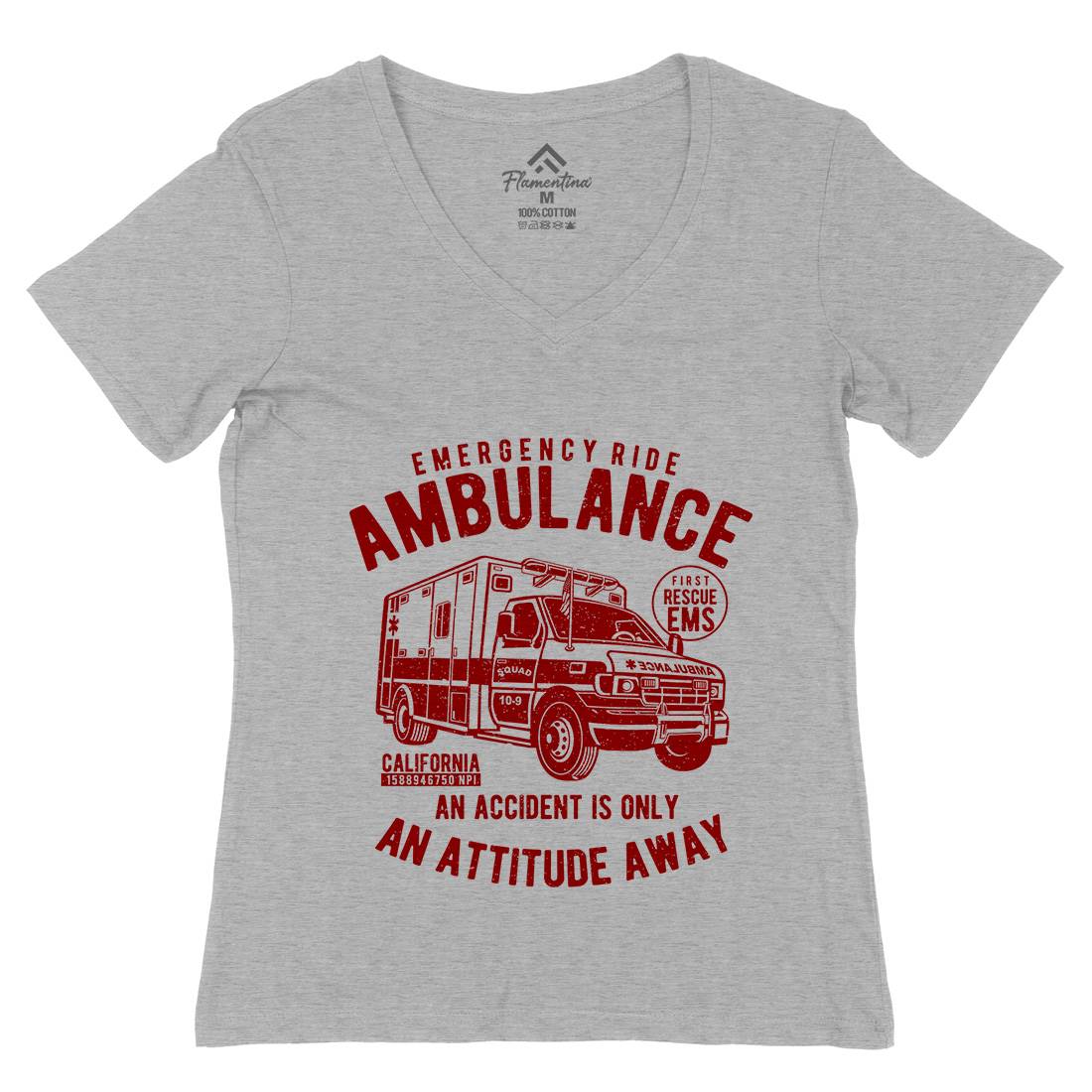 Ambulance Womens Organic V-Neck T-Shirt Vehicles A003