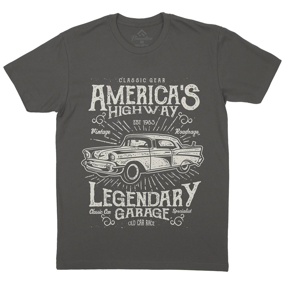 America&#39;s Highway Mens Organic Crew Neck T-Shirt American A004