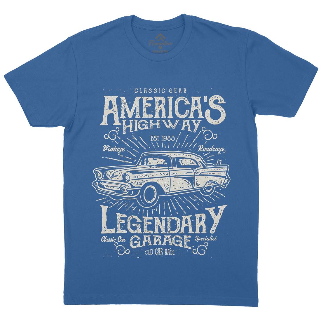 America&#39;s Highway Mens Organic Crew Neck T-Shirt American A004