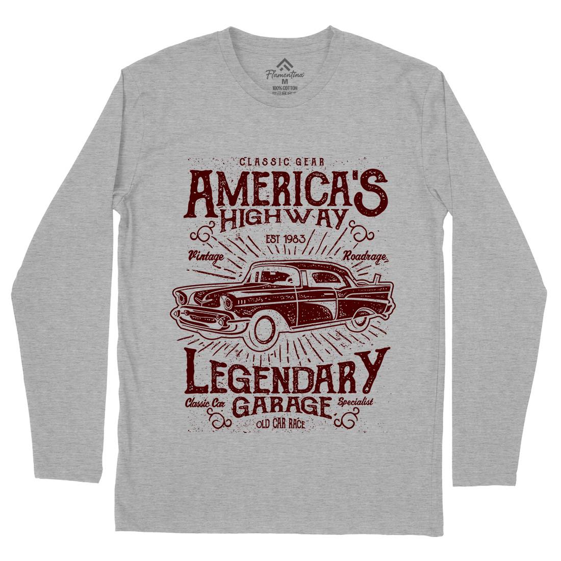 America&#39;s Highway Mens Long Sleeve T-Shirt American A004