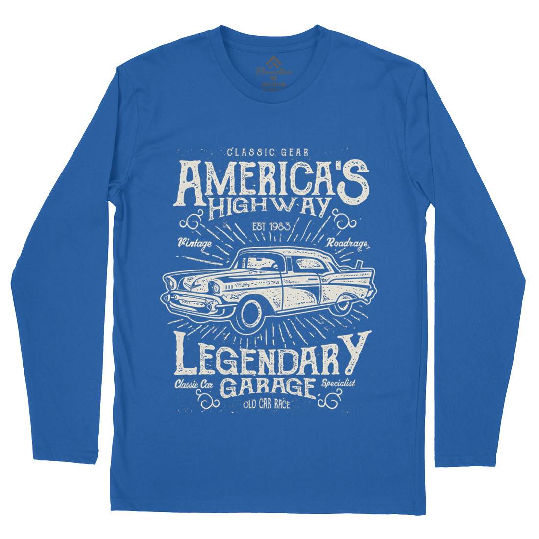 America&#39;s Highway Mens Long Sleeve T-Shirt American A004