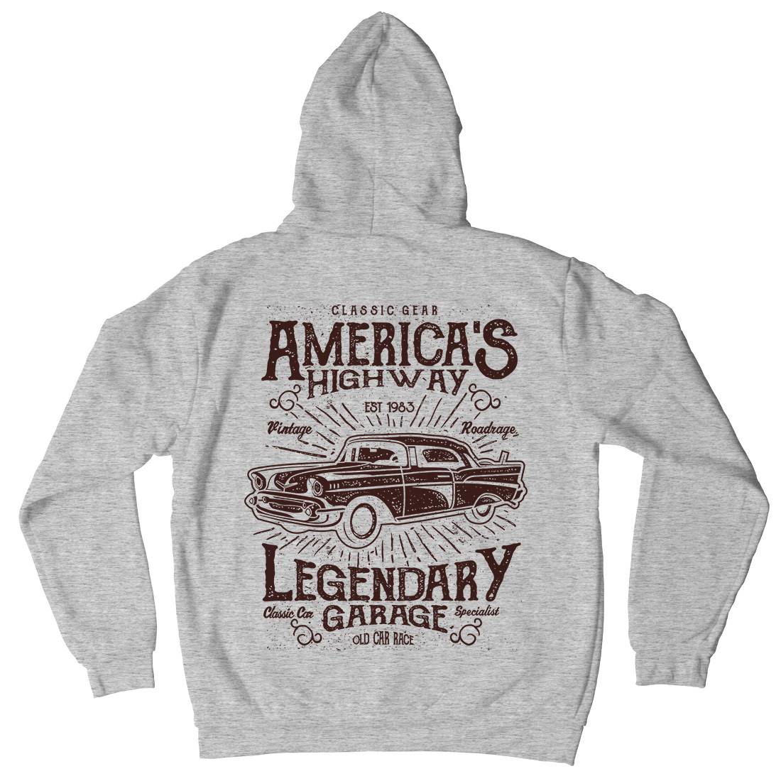 America&#39;s Highway Mens Hoodie With Pocket American A004