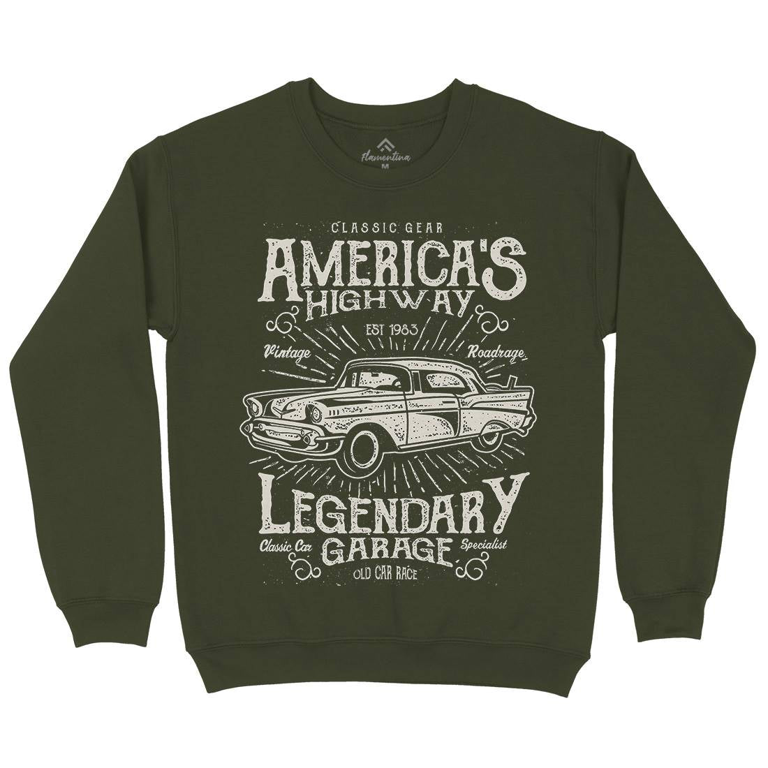 America&#39;s Highway Mens Crew Neck Sweatshirt American A004
