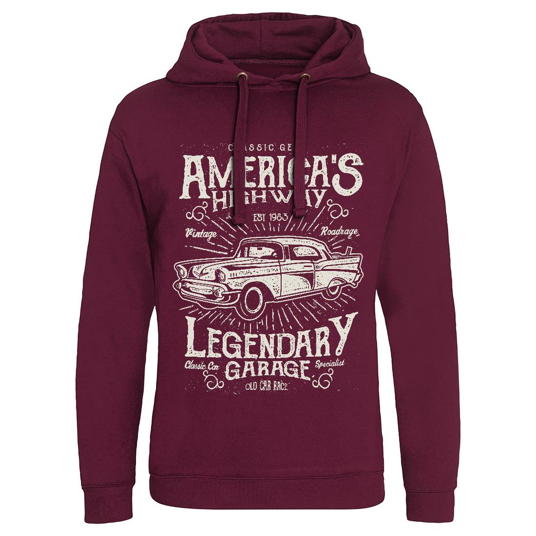 America&#39;s Highway Mens Hoodie Without Pocket American A004