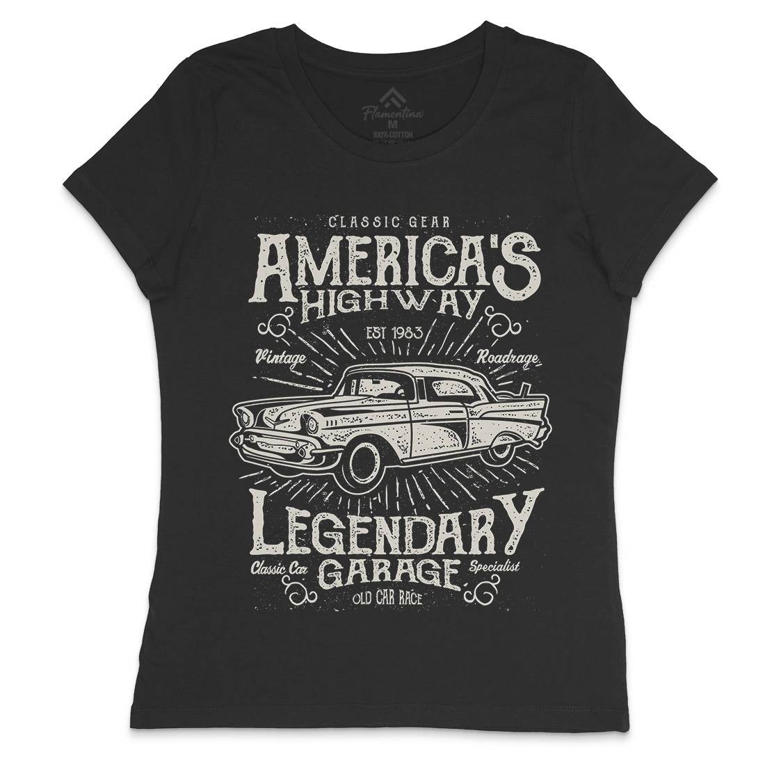 America&#39;s Highway Womens Crew Neck T-Shirt American A004