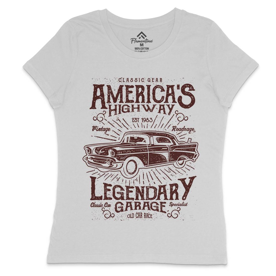 America&#39;s Highway Womens Crew Neck T-Shirt American A004