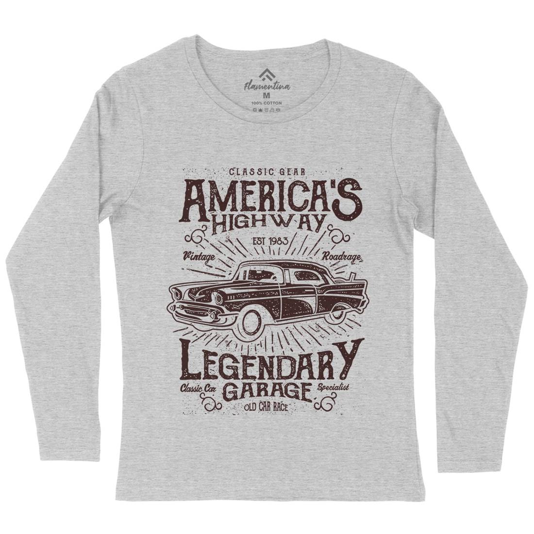 America&#39;s Highway Womens Long Sleeve T-Shirt American A004