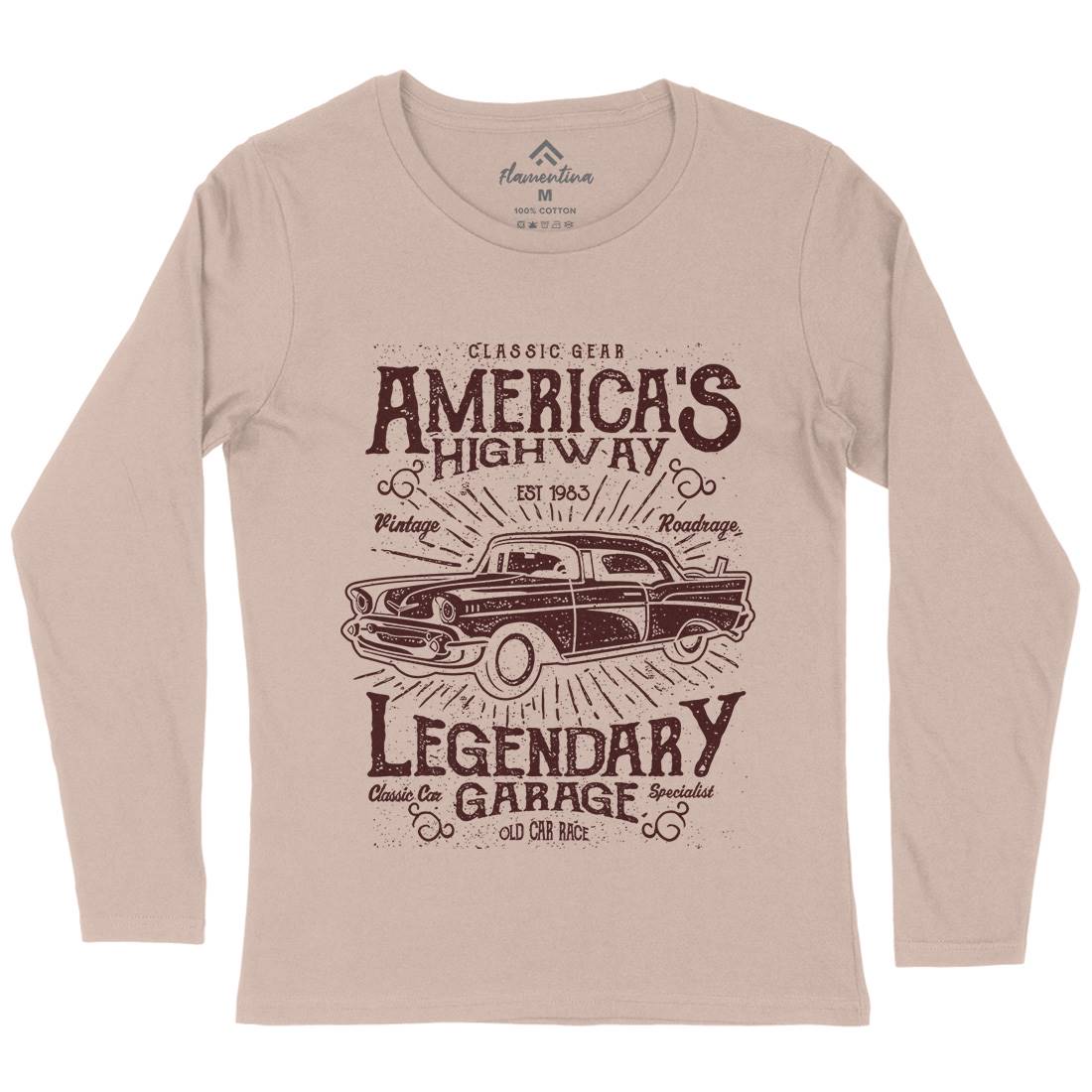 America&#39;s Highway Womens Long Sleeve T-Shirt American A004