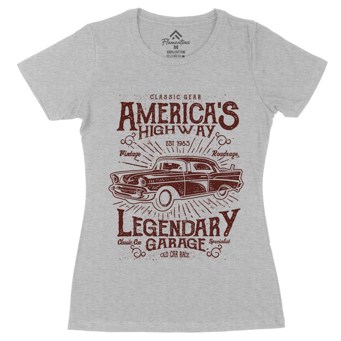 America&#39;s Highway Womens Organic Crew Neck T-Shirt American A004
