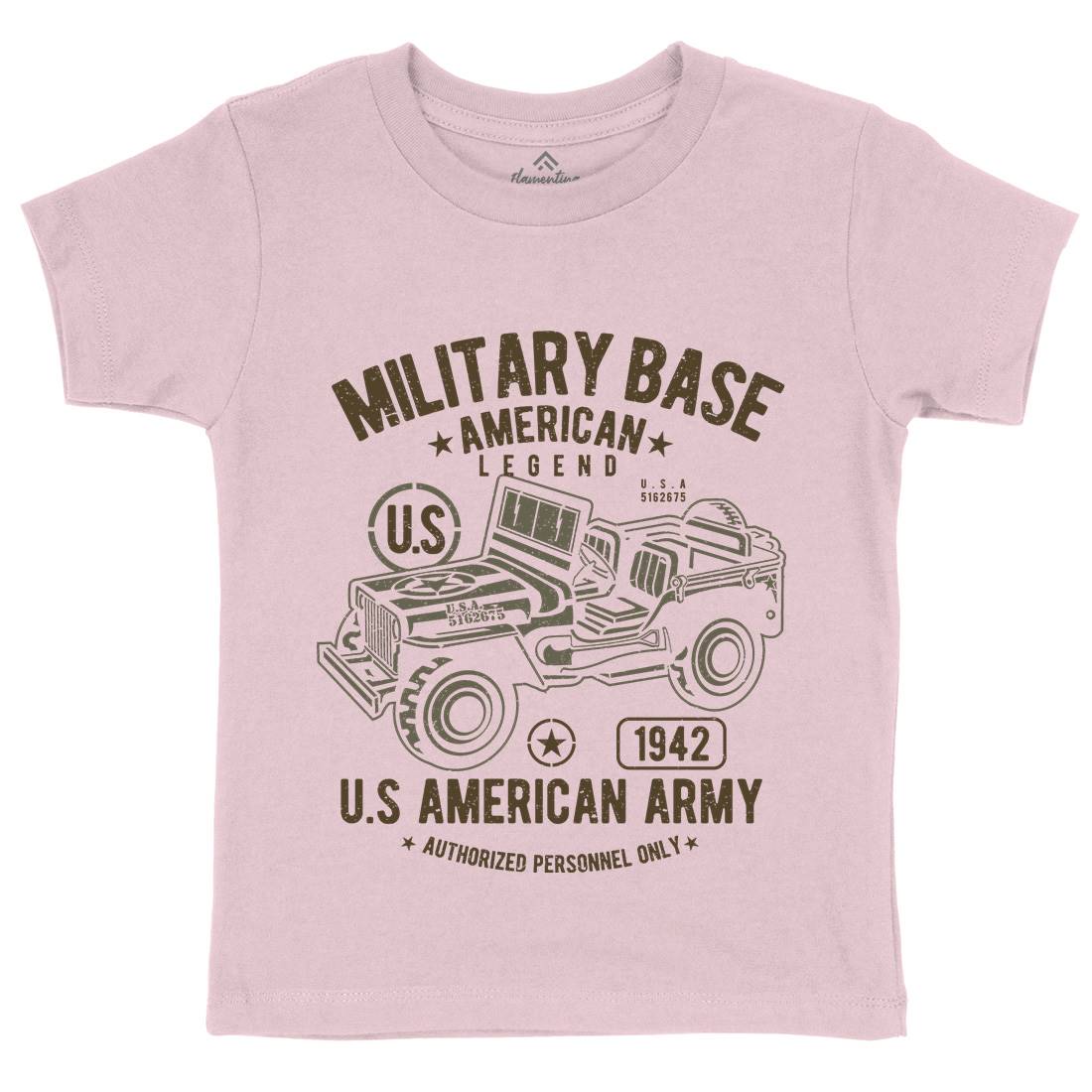 American Kids Crew Neck T-Shirt Army A005