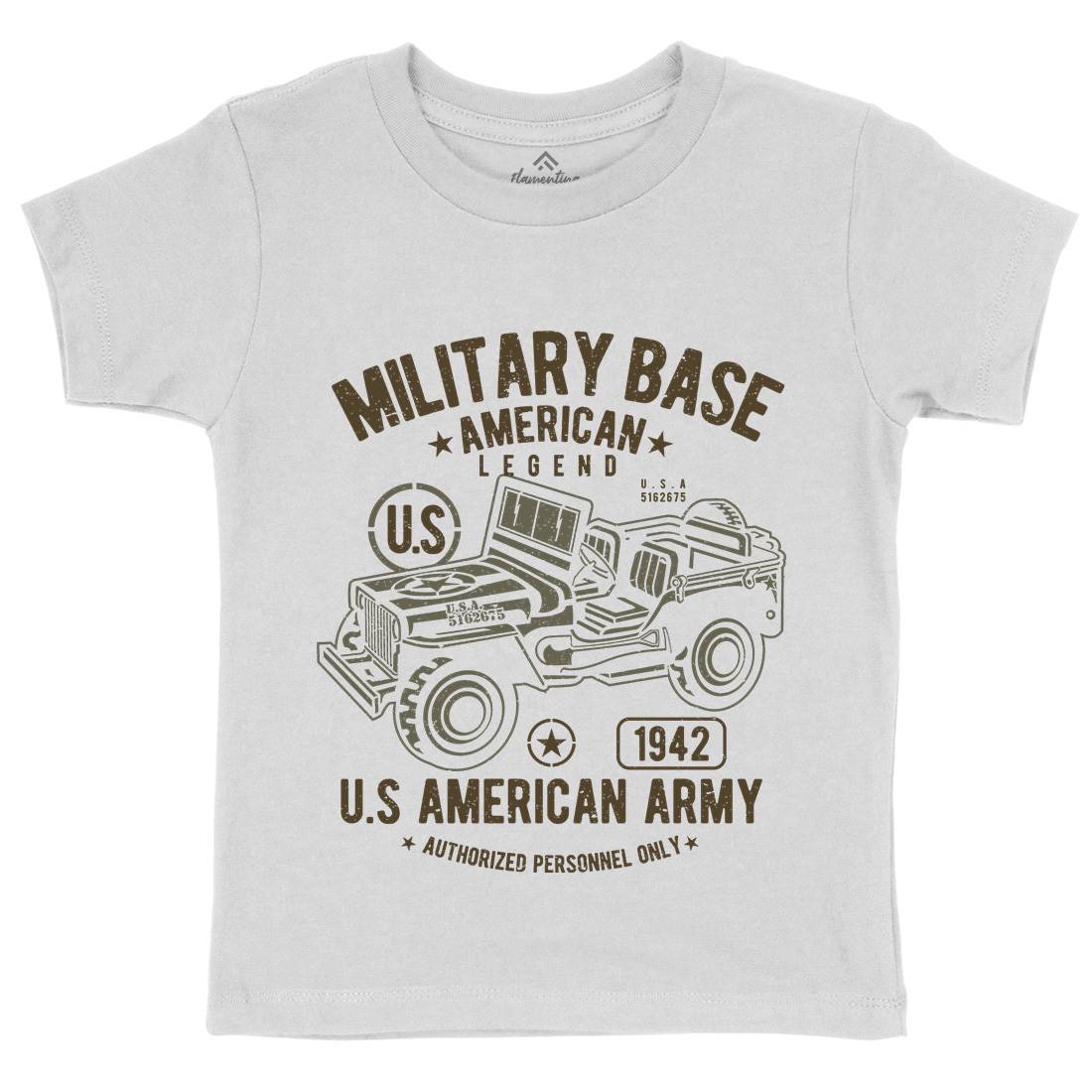American Kids Crew Neck T-Shirt Army A005