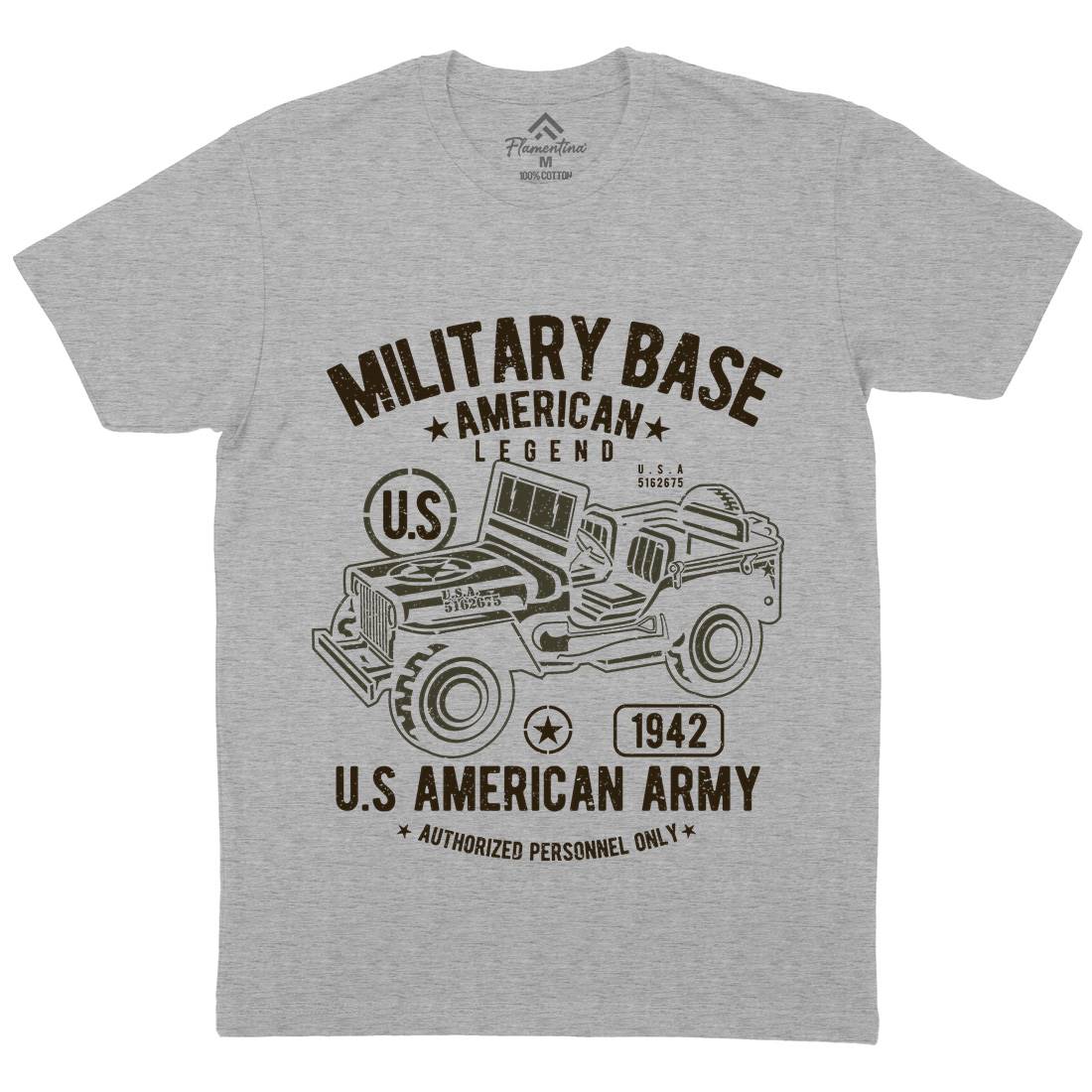 American  Mens Organic Crew Neck T-Shirt Army A005