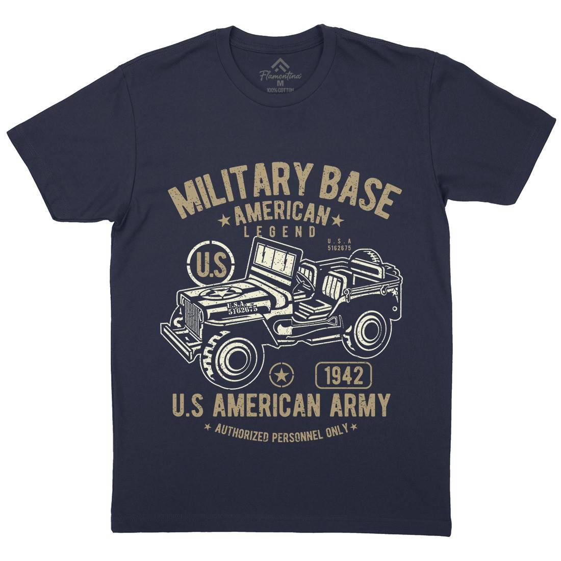American  Mens Organic Crew Neck T-Shirt Army A005