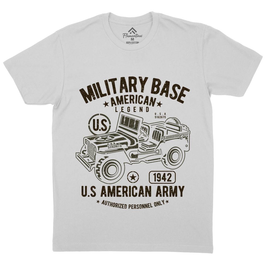 American  Mens Crew Neck T-Shirt Army A005