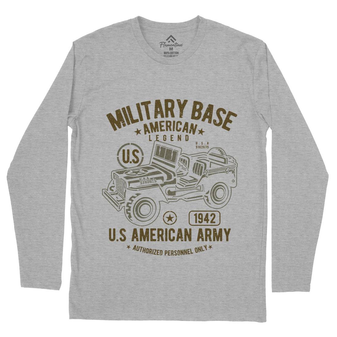 American  Mens Long Sleeve T-Shirt Army A005