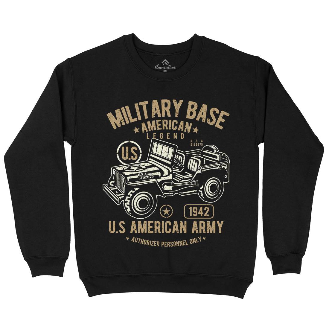 American  Mens Crew Neck Sweatshirt Army A005