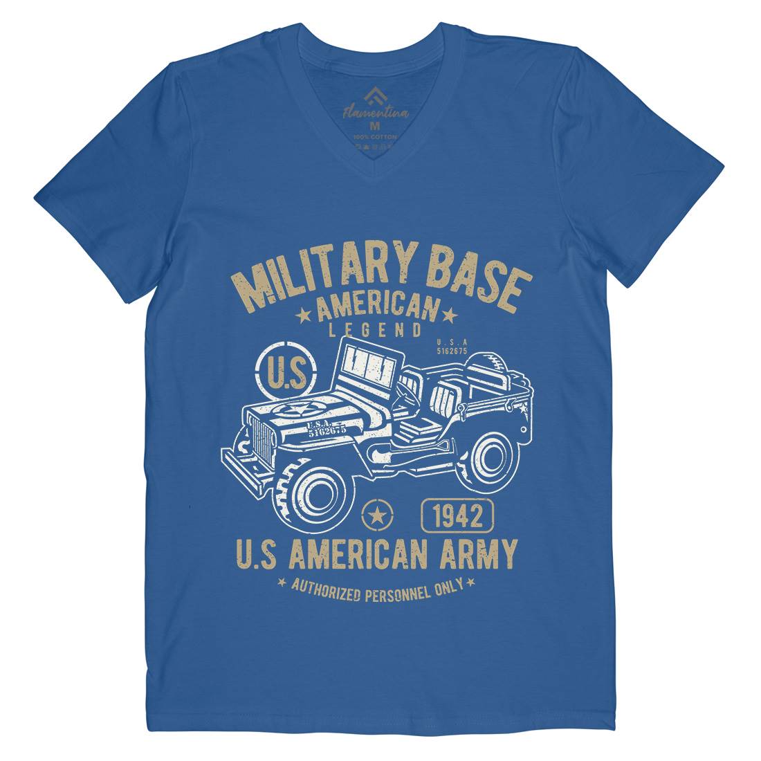 American  Mens V-Neck T-Shirt Army A005