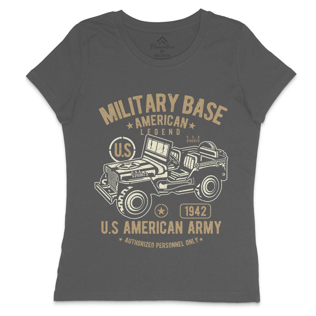 American  Womens Crew Neck T-Shirt Army A005