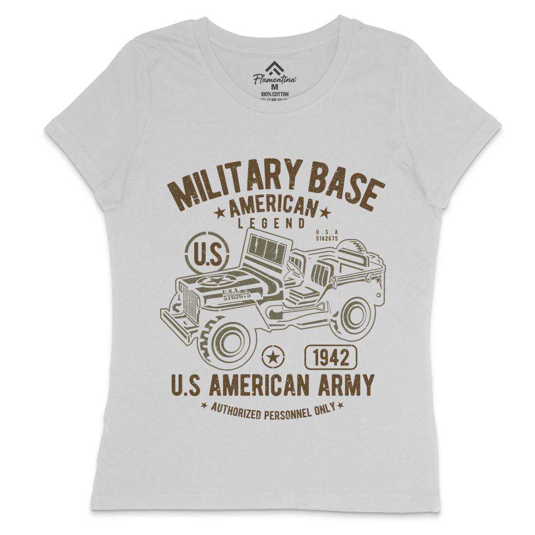 American  Womens Crew Neck T-Shirt Army A005