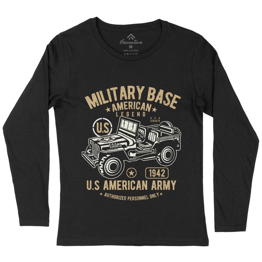 American  Womens Long Sleeve T-Shirt Army A005