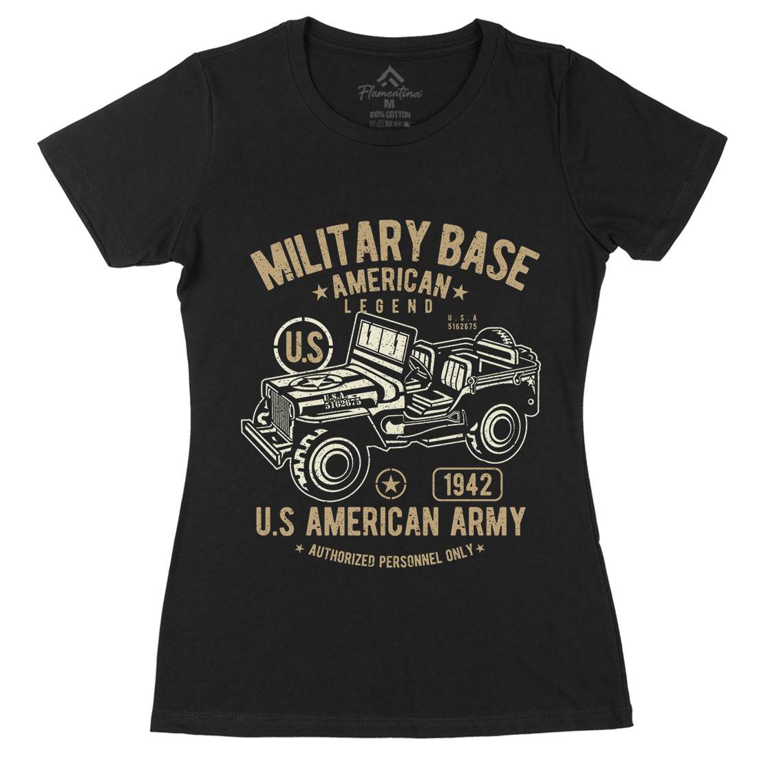 American  Womens Organic Crew Neck T-Shirt Army A005