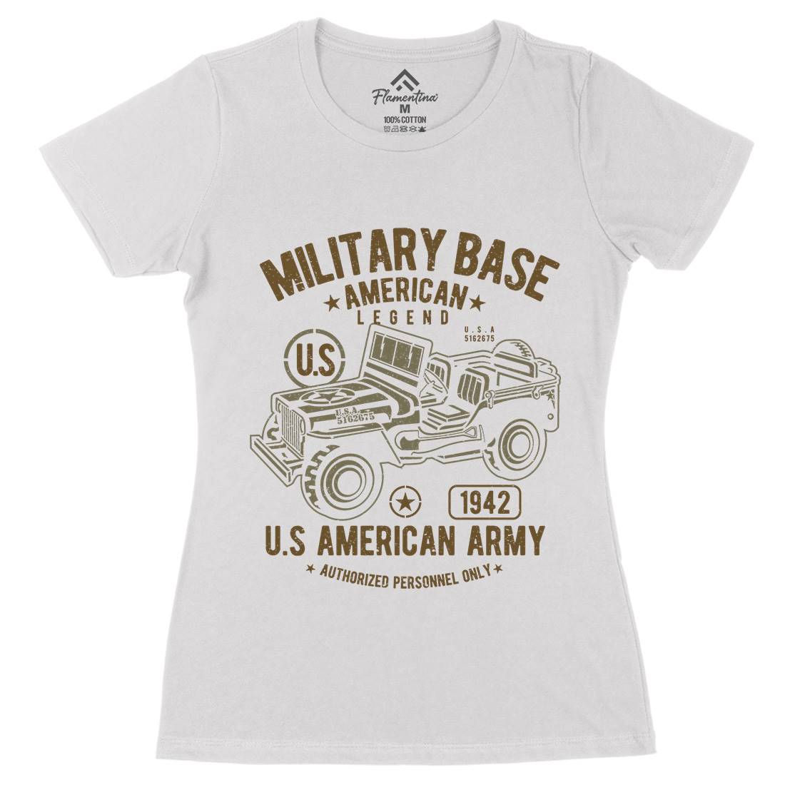 American  Womens Organic Crew Neck T-Shirt Army A005