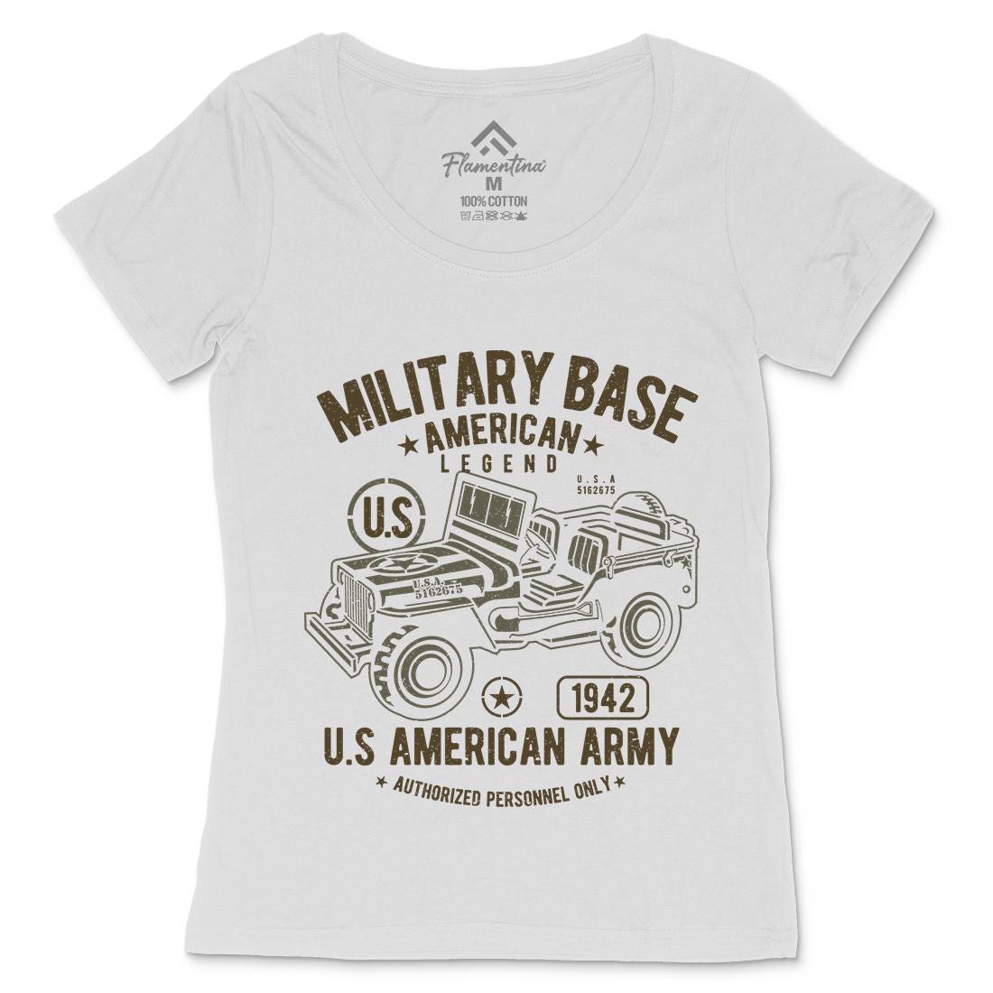 American  Womens Scoop Neck T-Shirt Army A005