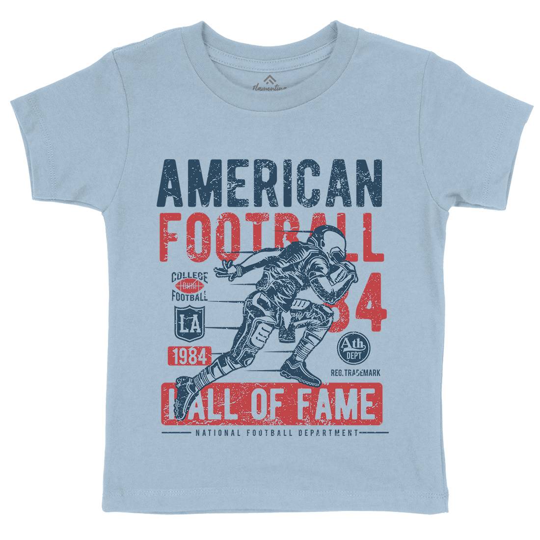 American Football Kids Organic Crew Neck T-Shirt Sport A006