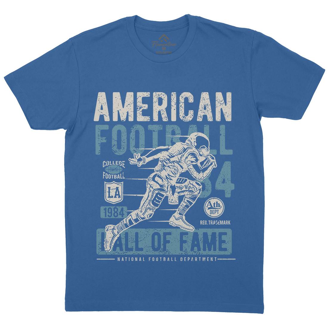 American Football Mens Organic Crew Neck T-Shirt Sport A006