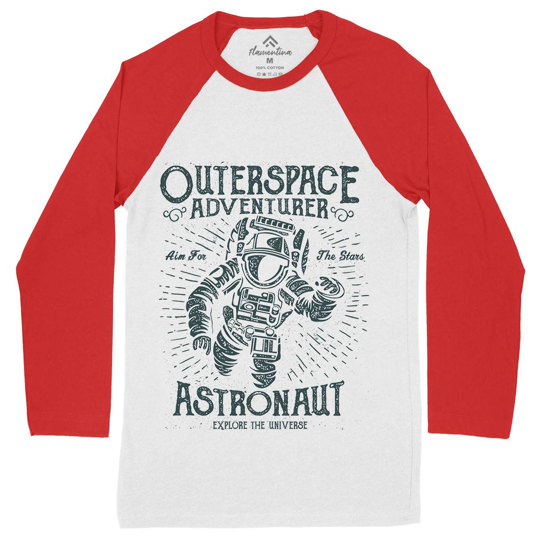 Astronaut Mens Long Sleeve Baseball T-Shirt Space A007