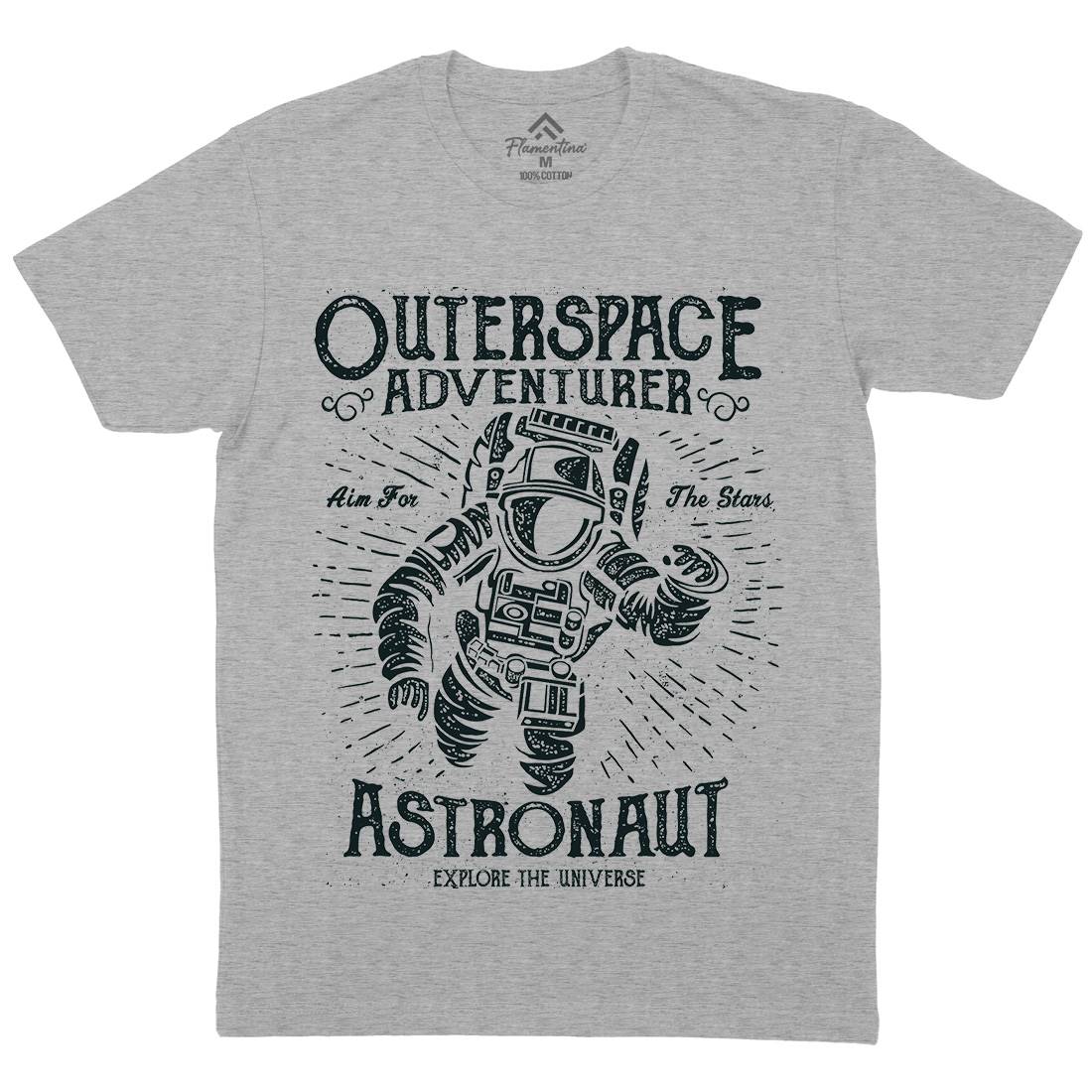Astronaut Mens Organic Crew Neck T-Shirt Space A007