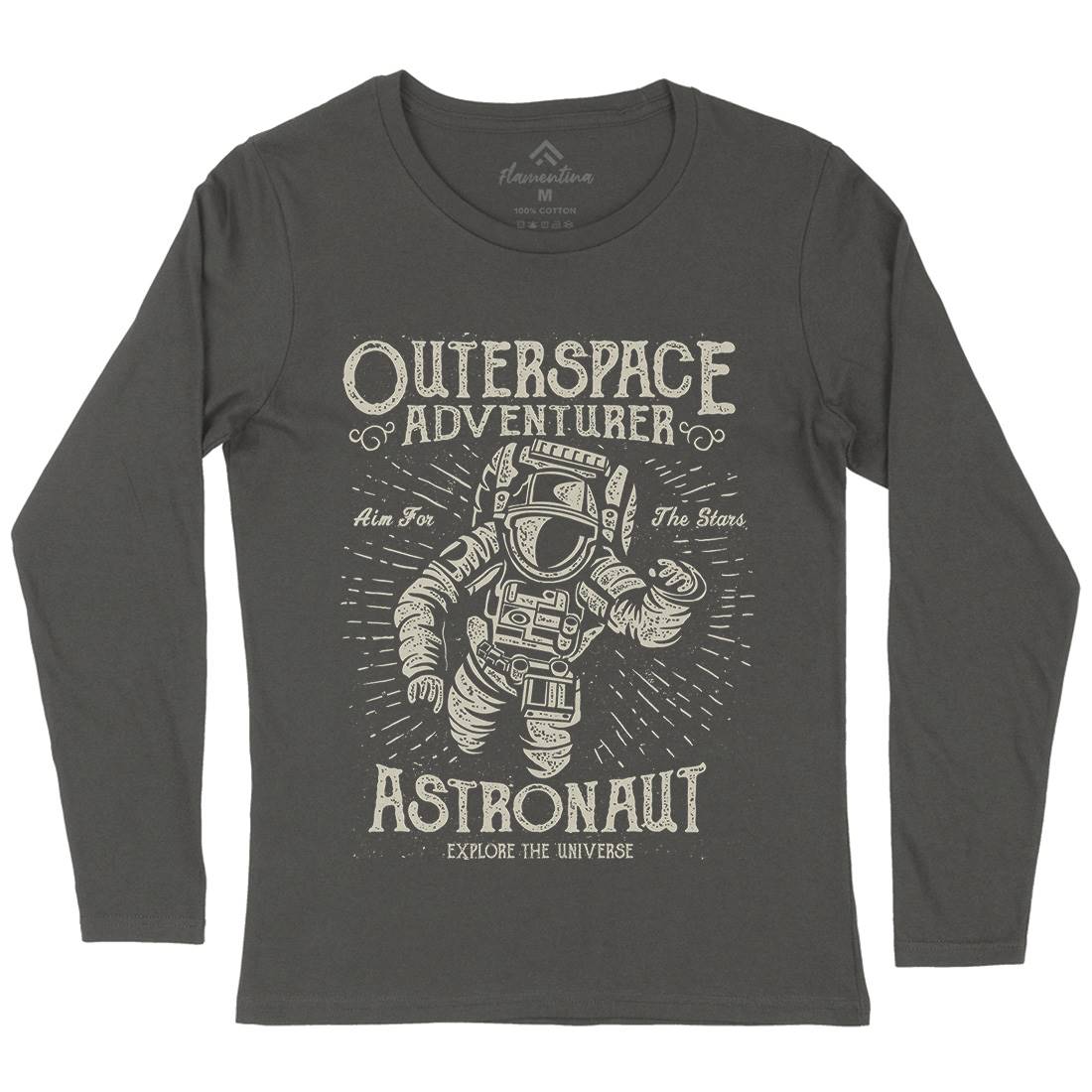 Astronaut Womens Long Sleeve T-Shirt Space A007