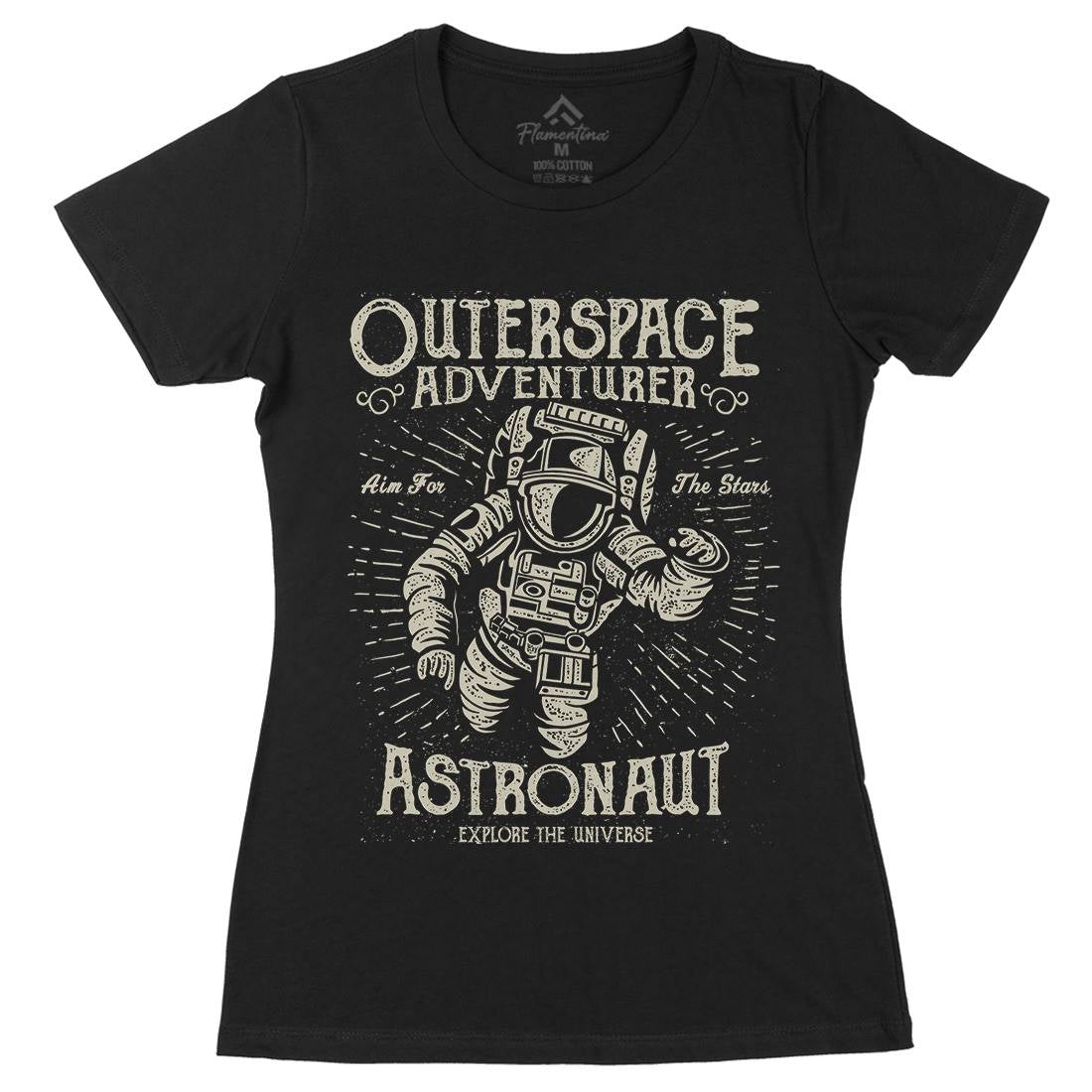 Astronaut Womens Organic Crew Neck T-Shirt Space A007