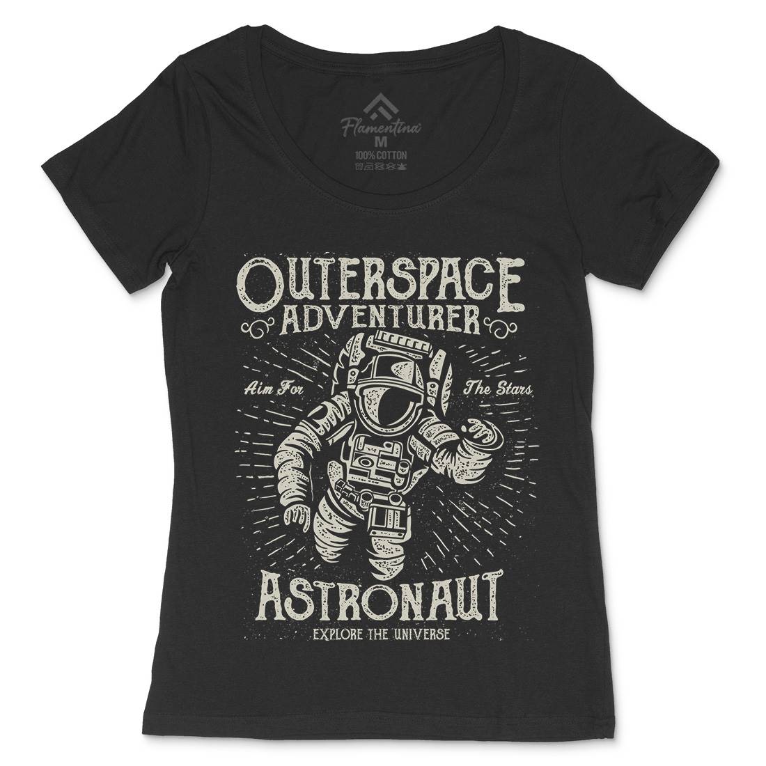 Astronaut Womens Scoop Neck T-Shirt Space A007