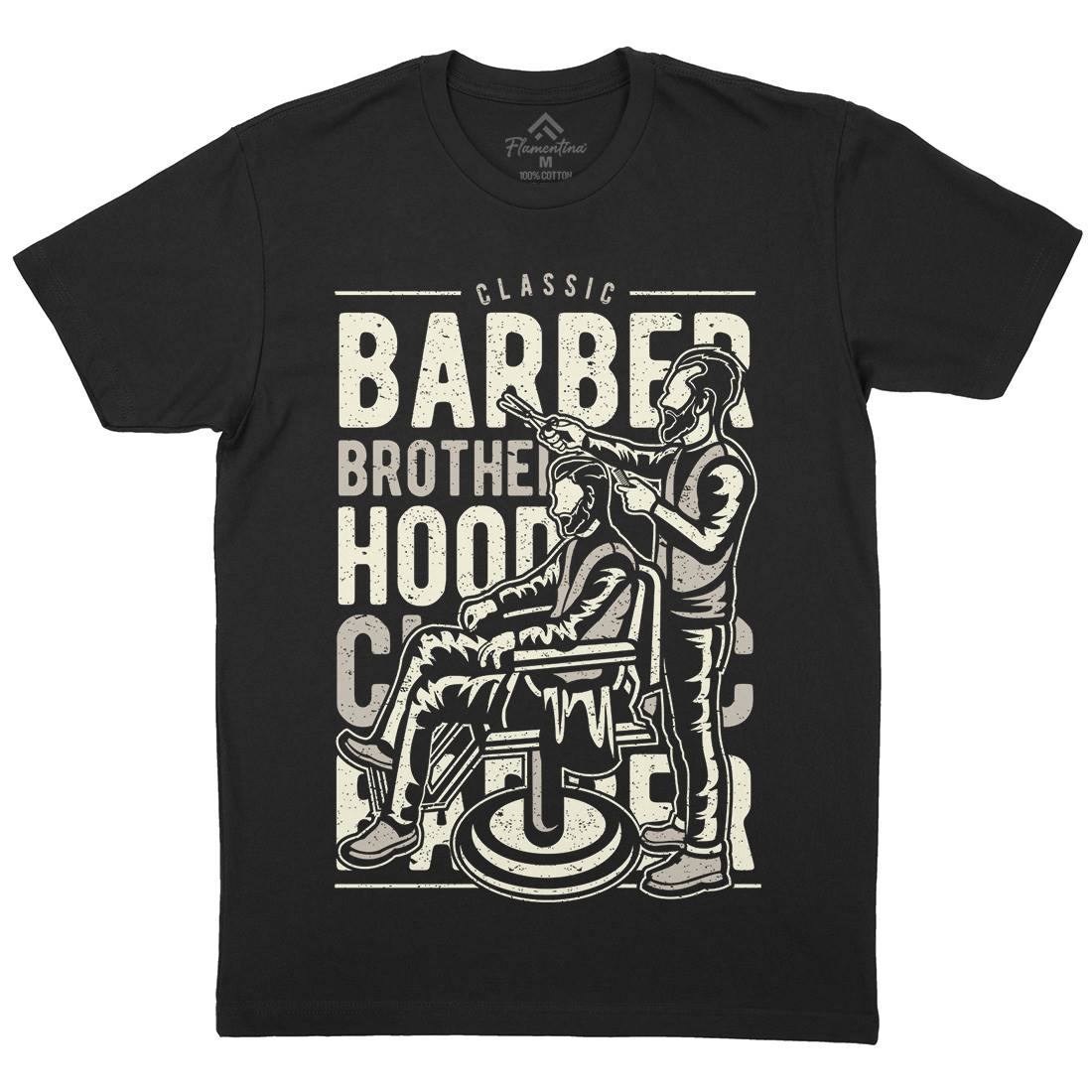 Brotherhood Mens Organic Crew Neck T-Shirt Barber A009