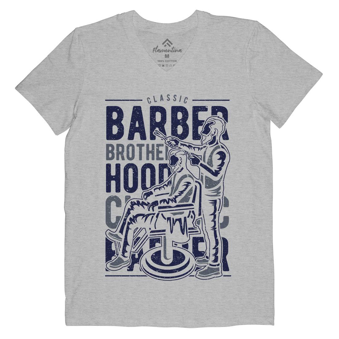 Brotherhood Mens Organic V-Neck T-Shirt Barber A009