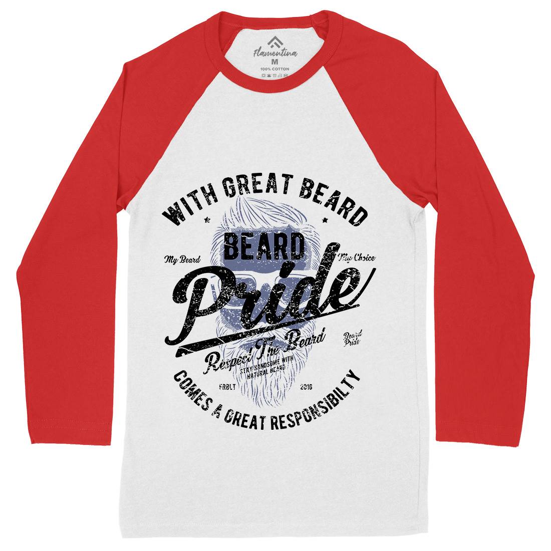 Beard Pride Mens Long Sleeve Baseball T-Shirt Barber A010
