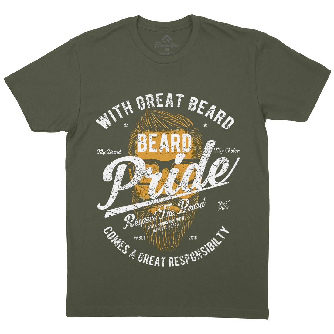 Beard Pride Mens Organic Crew Neck T-Shirt Barber A010