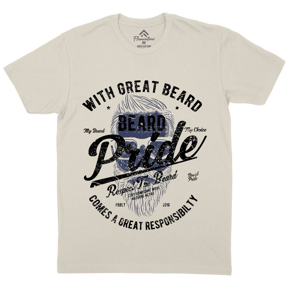 Beard Pride Mens Organic Crew Neck T-Shirt Barber A010