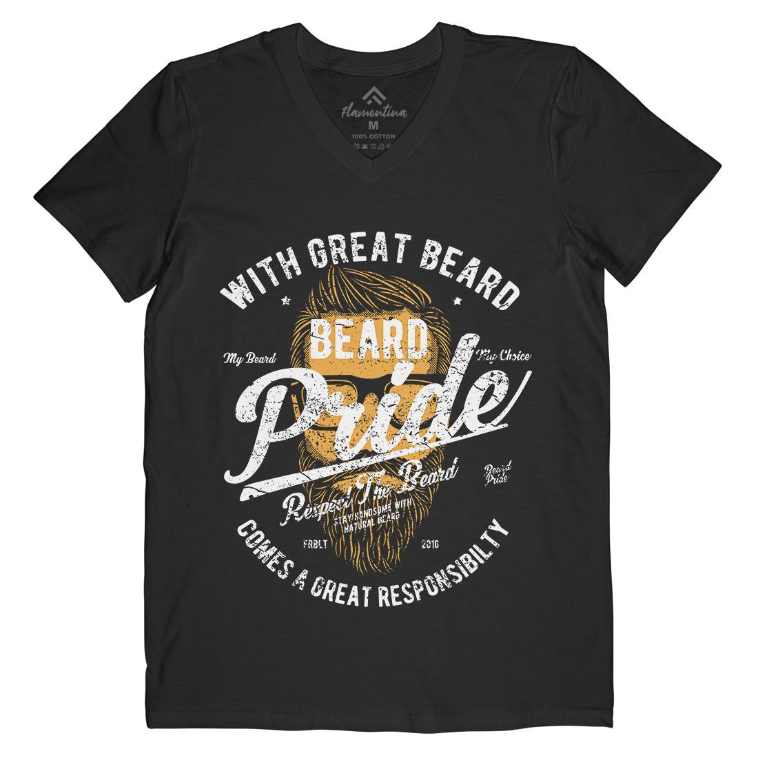 Beard Pride Mens Organic V-Neck T-Shirt Barber A010