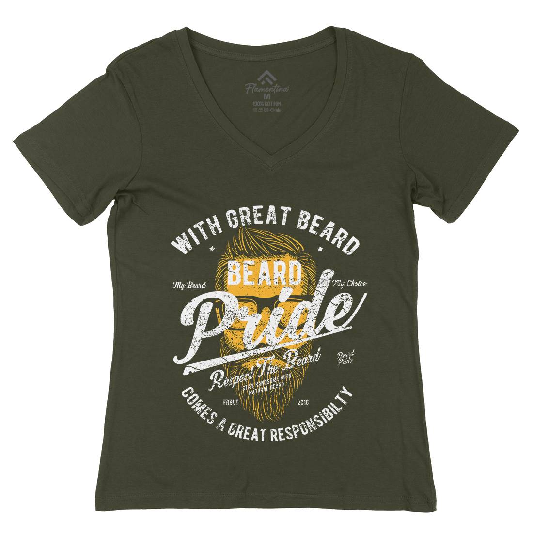 Beard Pride Womens Organic V-Neck T-Shirt Barber A010