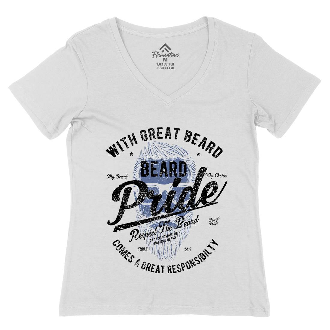 Beard Pride Womens Organic V-Neck T-Shirt Barber A010