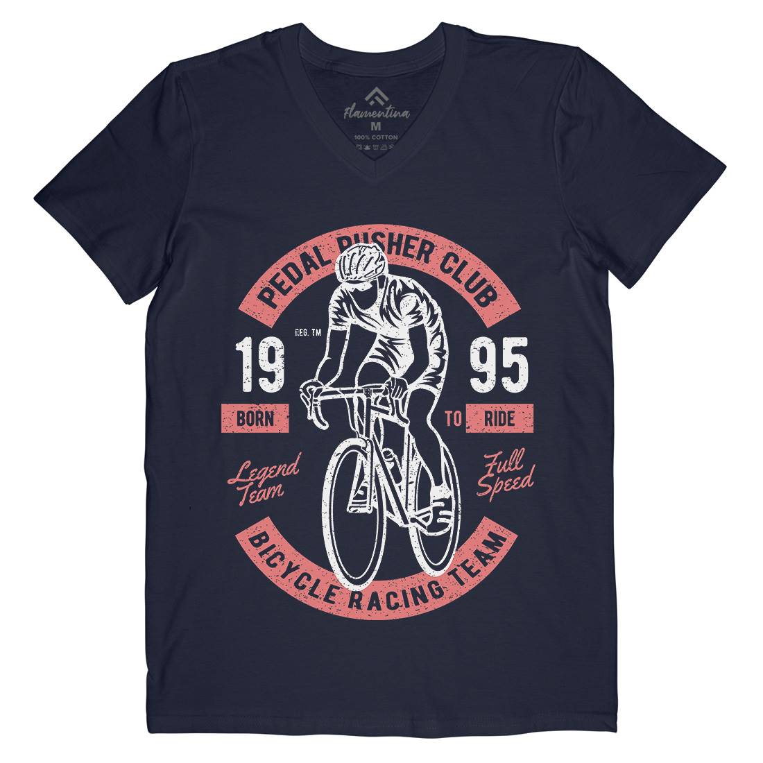 Bicycle Racing Team Mens Organic V-Neck T-Shirt Bikes A011