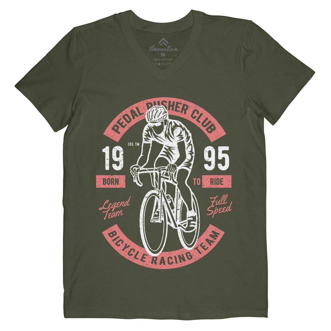 Bicycle Racing Team Mens Organic V-Neck T-Shirt Bikes A011