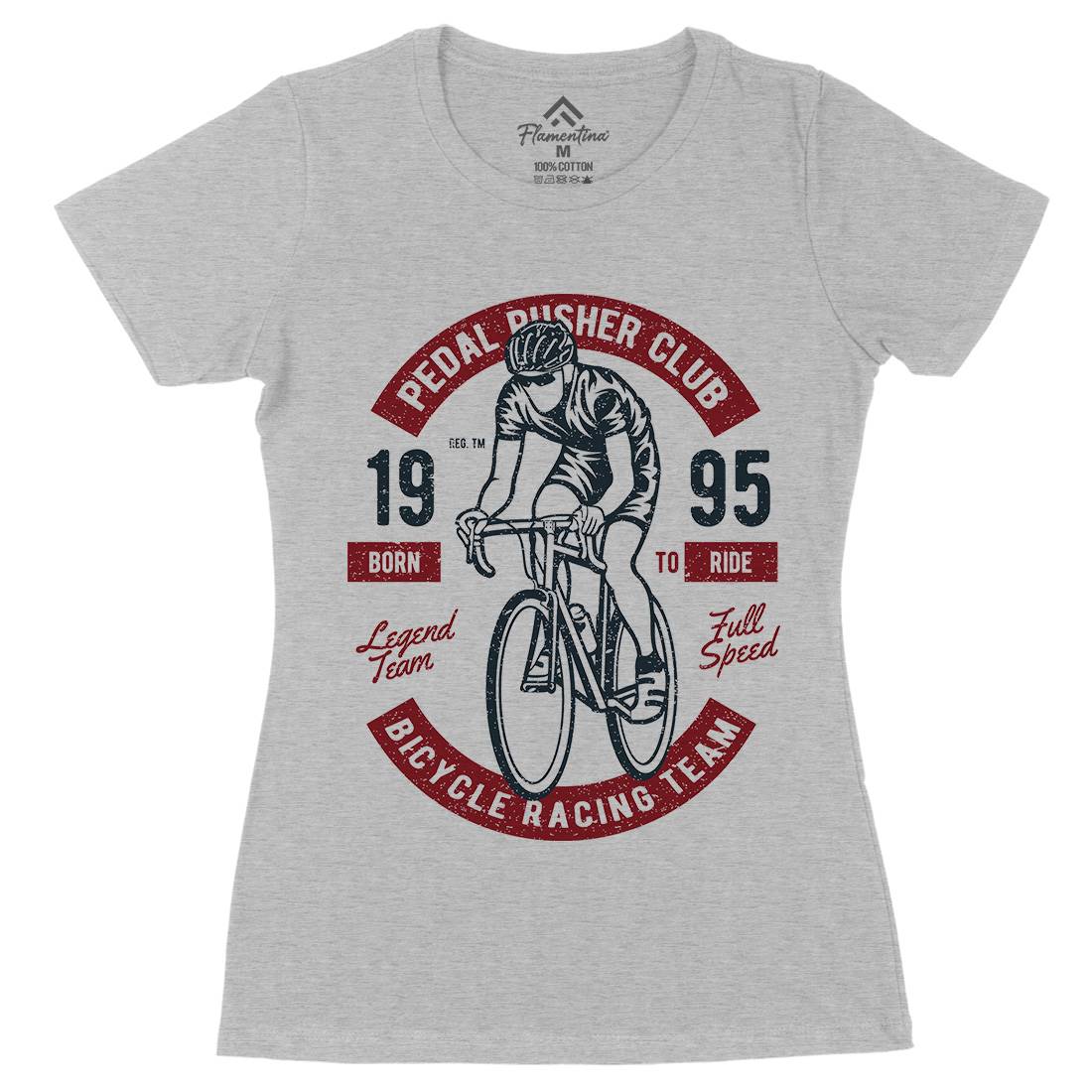 Bicycle Racing Team Womens Organic Crew Neck T-Shirt Bikes A011